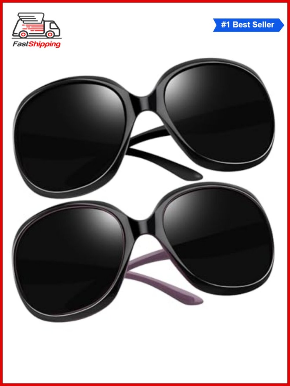 ✨ Oversized Polarized Sunglasses Square Full Frame UV400 Jackie Butterfly Design